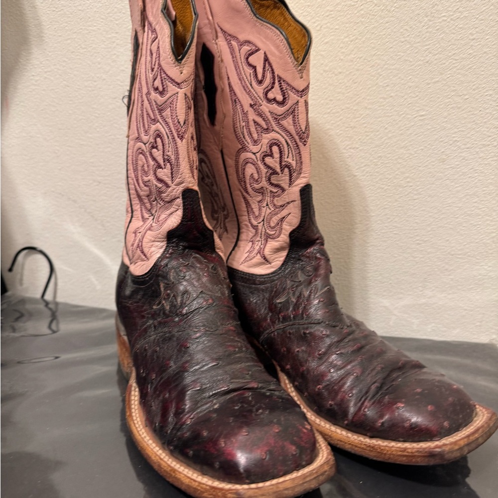 Lucchese Pink and Black Western Boots